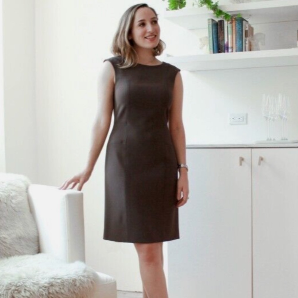 MM Lafleur Giovanna Sleeveless Lined Brown Sheath Pencil Dress Size 8
